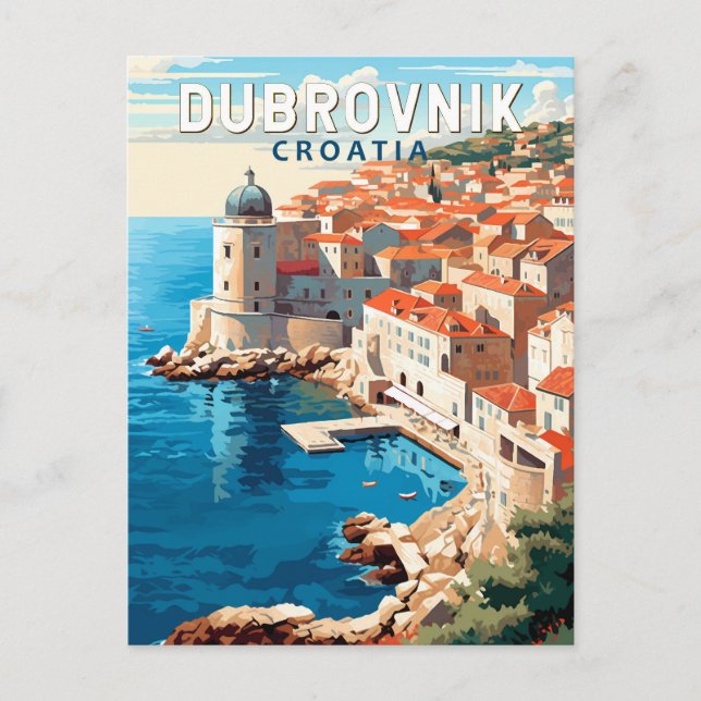 Dubrovnik Croatia Travel Art Vintage Postcard (Front)