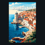 Dubrovnik Croatia Travel Art Vintage Poster<br><div class="desc">Dubrovnik Croatia retro travel design. It's known for its distinctive Old Town,  encircled with massive stone walls completed in the 16th century.</div>