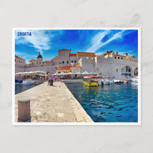 Dubrovnik Croatia Travel Art Vintage split  Postcard