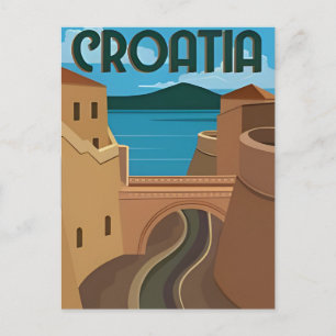 Dubrovnik Croatia Travel Art Vintage split  Postcard