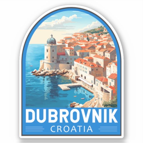 Dubrovnik Croatia Travel Art Vintage Sticker