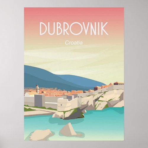 Dubrovnik Croatia travel poster dubrovnik old city