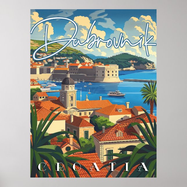 Dubrovnik Croatia Vintage Travel Poster (Front)