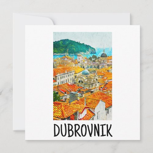 Dubrovnik Croatia Watercolor Oil Paint Card