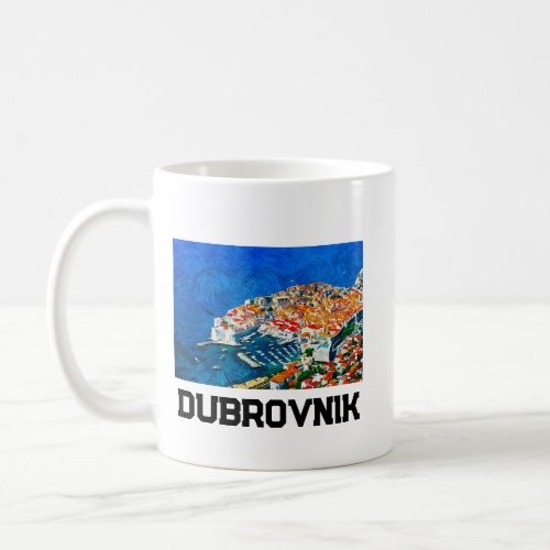 Dubrovnik Croatia Watercolor Oil Paint Coffee Mug