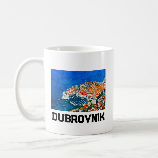 Dubrovnik Croatia Watercolor Oil Paint Coffee Mug (Left)