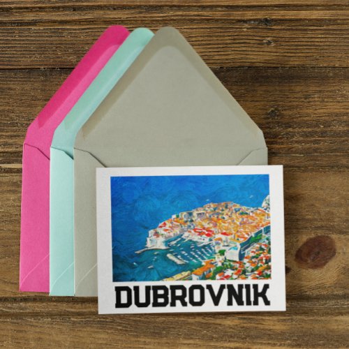 Dubrovnik Croatia Watercolor Oil Paint Postcard