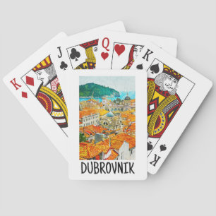 Dubrovnik Croatia Watercolor Oil Paint Postcard Poker Cards