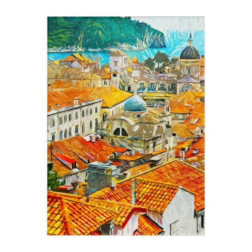 Dubrovnik Croatia Watercolor Oil Paint Wall Art