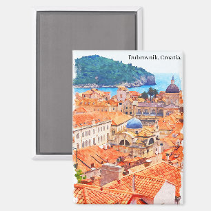 Dubrovnik Croatia Watercolor Painting Magnet