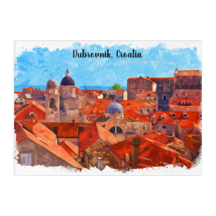 Dubrovnik Croatia Watercolor Painting Travel Acrylic Print