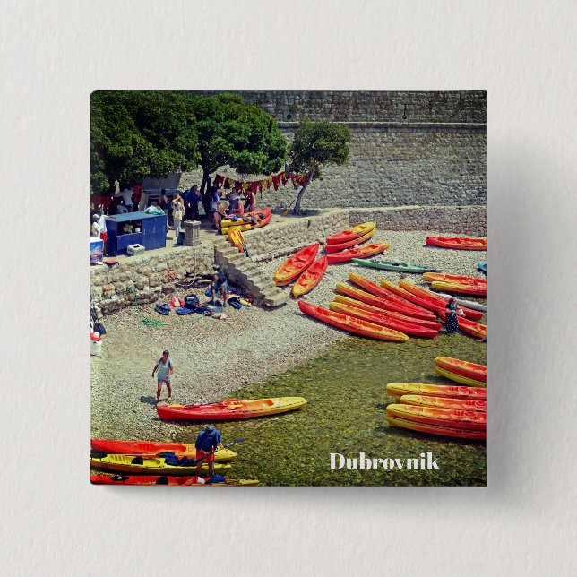 Dubrovnik Croatia West Wall Holiday Souvenir Button (Front)