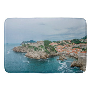 Dubrovnik harbor and city center bath mat