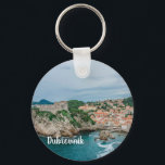 Dubrovnik harbor and city center keychain<br><div class="desc">Painting of Lovrijenac fortress and historic city center in Dubrovnik,  Croatia. View from above of Dubrovnik harbor and old town.</div>