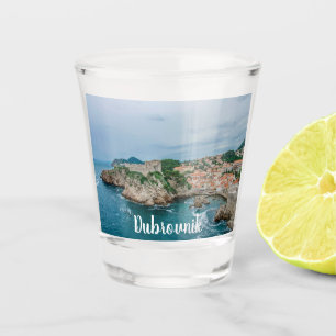Dubrovnik harbor and city center shot glass
