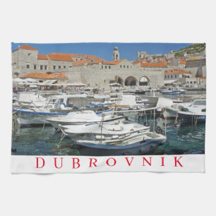 Dubrovnik harbor tea towel