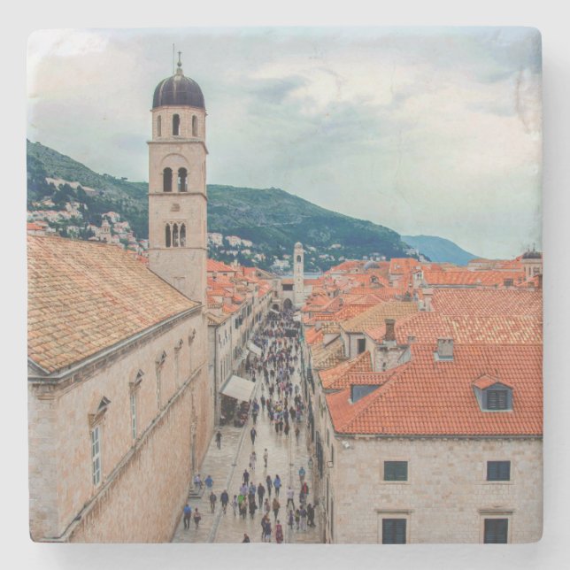 Dubrovnik main street, Croatia Stone Coaster (Front)
