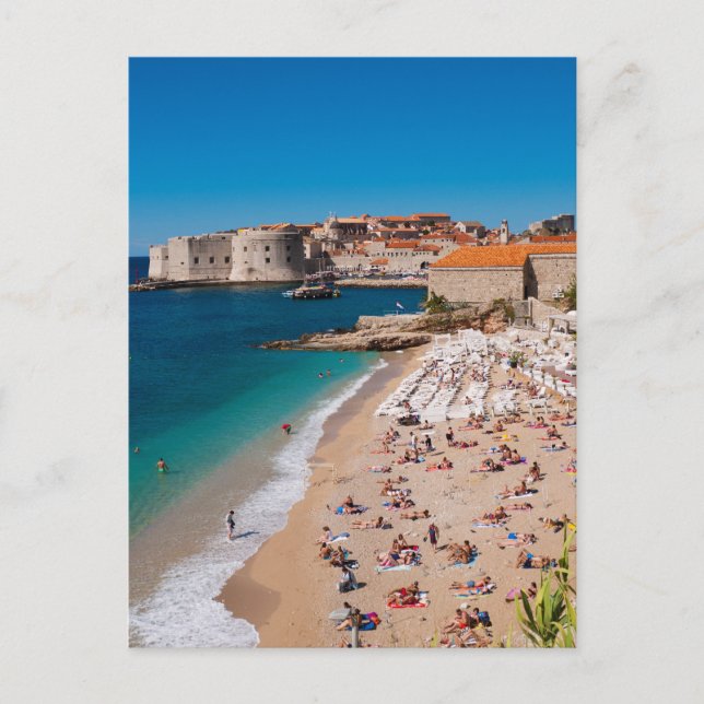 Dubrovnik Old Town and Banje Beach Postcard (Front)