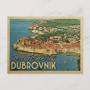 Dubrovnik Save The Date Vintage Croatia Announcement Postcard