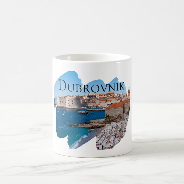 Dubrovnik: View of Beach and Old Town Coffee Mug (Center)