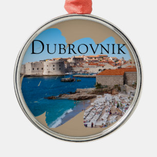 Dubrovnik: View of Beach and Old Town Metal Ornament