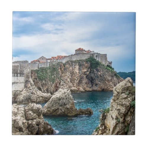 Dubrovnik walls view from sea ceramic tile
