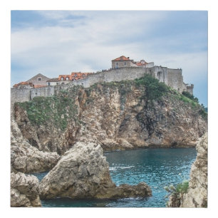 Dubrovnik walls view from sea faux canvas print