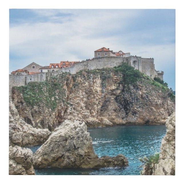 Dubrovnik walls view from sea faux canvas print (Front)