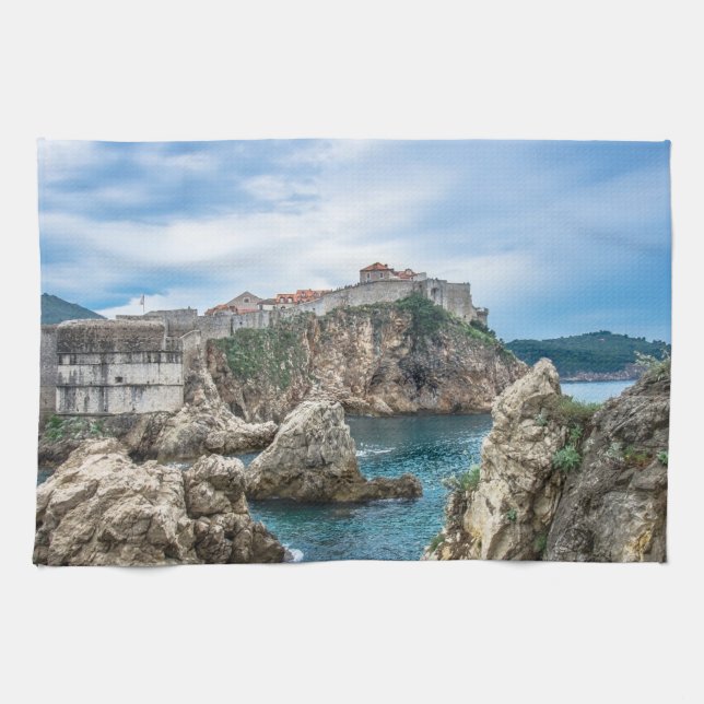 Dubrovnik walls view from sea kitchen towel (Horizontal)