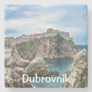 Dubrovnik walls view from sea stone coaster