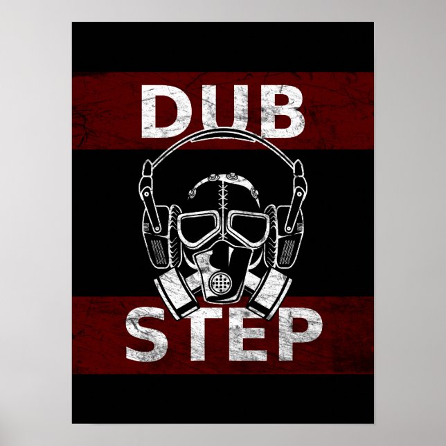 Dubstep gas mask & headphones poster (Front)