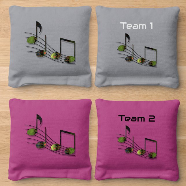 Dubstep Notes Cornhole Bags (Wood)