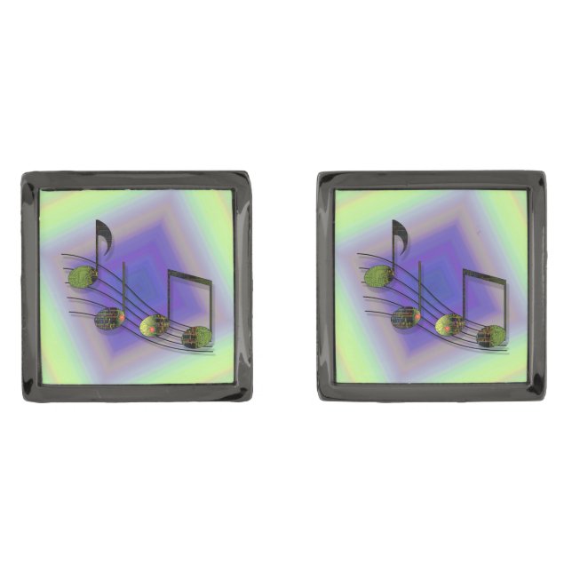 Dubstep Notes Cufflinks (Front)