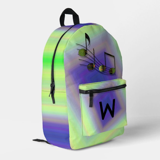 Dubstep Notes Printed Backpack (Back Corner Left)