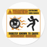 DUBSTEP Warning Extreme Bass Classic Round Sticker