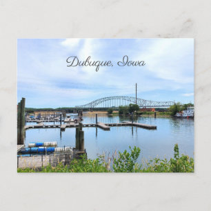 Dubuque, Iowa Bride over the Mississippi River Postcard