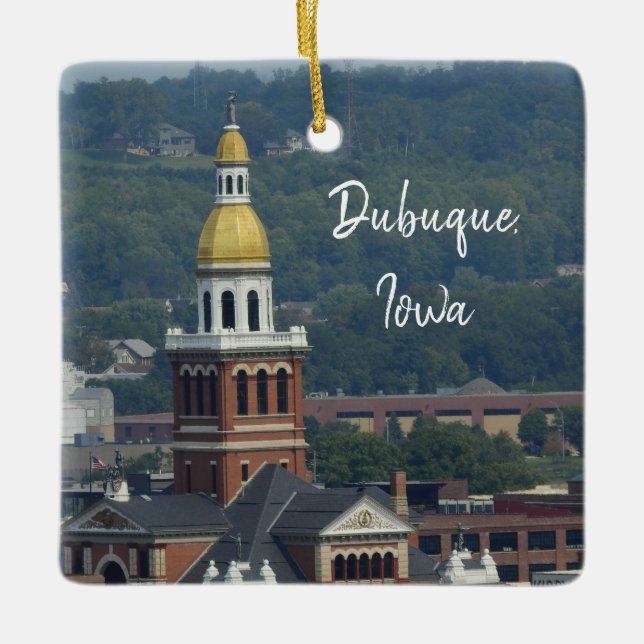Dubuque, Iowa City View Christmas Ceramic Ornament (Front)
