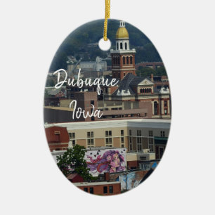 Dubuque, Iowa City View Graffiti Murals Ceramic Ornament