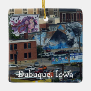 Dubuque, Iowa City View Graffiti Murals Ceramic Ornament