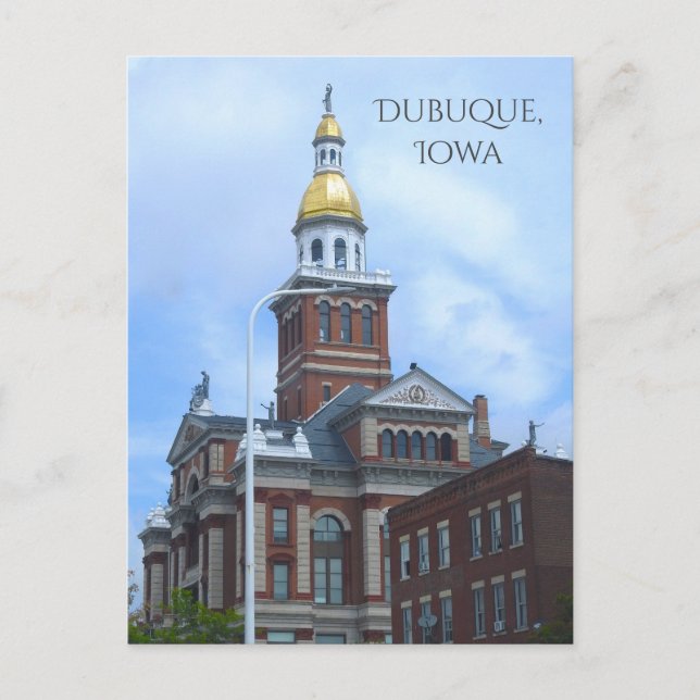 Dubuque, Iowa Court House Postcard (Front)