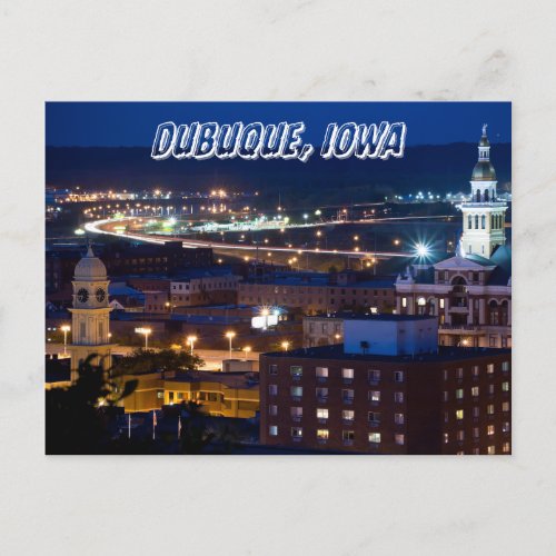 Dubuque Iowa Downtown Capitol State Postcard
