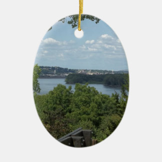 Dubuque Iowa from the Mississippi River Ceramic Ornament