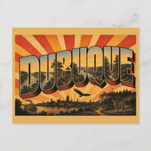 Dubuque Iowa Mississippi River Bluffs Art Postcard