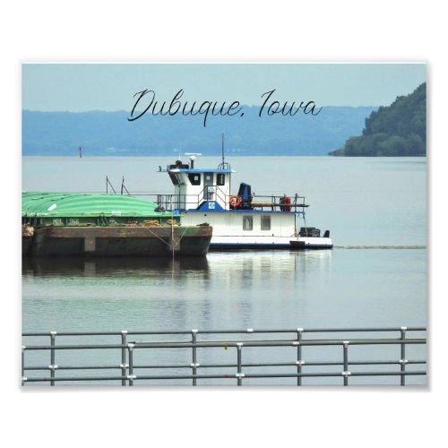 Dubuque Iowa Pusher Boat on the Mississippi River Photo Print