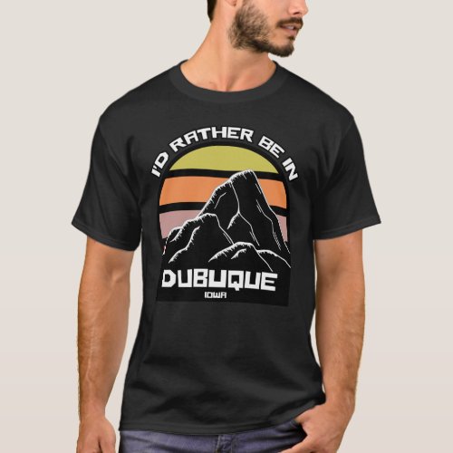 Dubuque Iowa Vintage Sunset Mountain T_Shirt