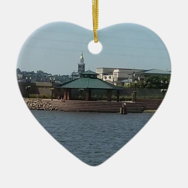 Dubuque River Walk Ceramic Ornament (Front)