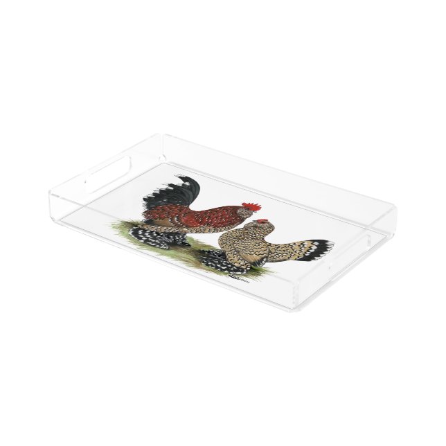 D'Uccle Bantams:  Mille Fleur Acrylic Tray (Angled)