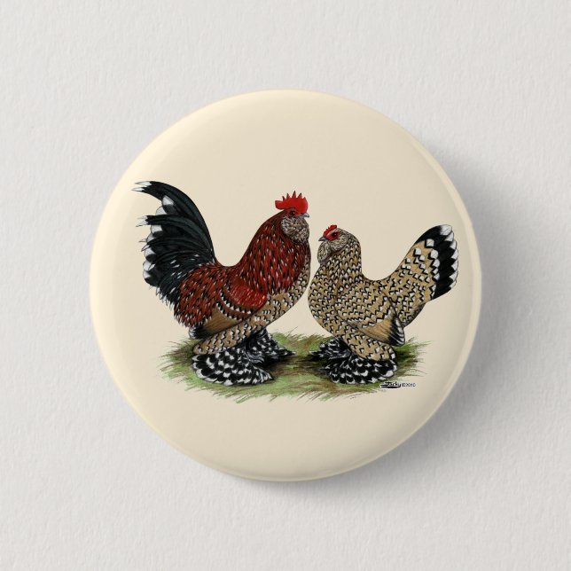 D'Uccle Bantams:  Mille Fleur Button (Front)