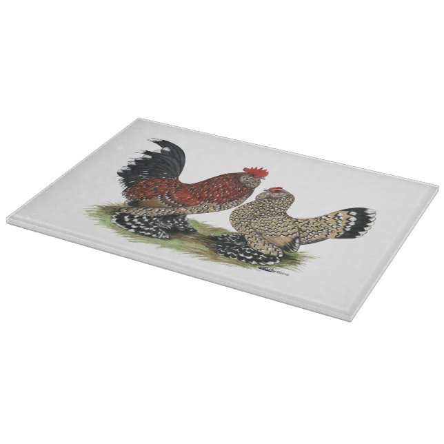D'Uccle Bantams:  Mille Fleur Cutting Board (Corner)