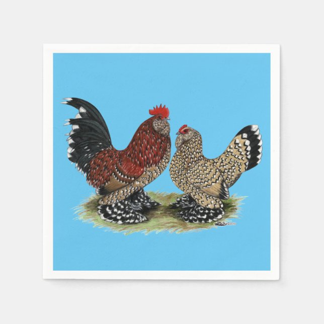 D'Uccle Bantams:  Mille Fleur Paper Napkins (Front)